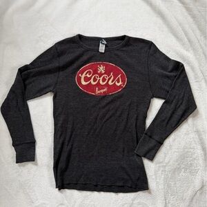 Coors Banquet Dark Gray Long Sleeve Waffle Shirt | size Medium